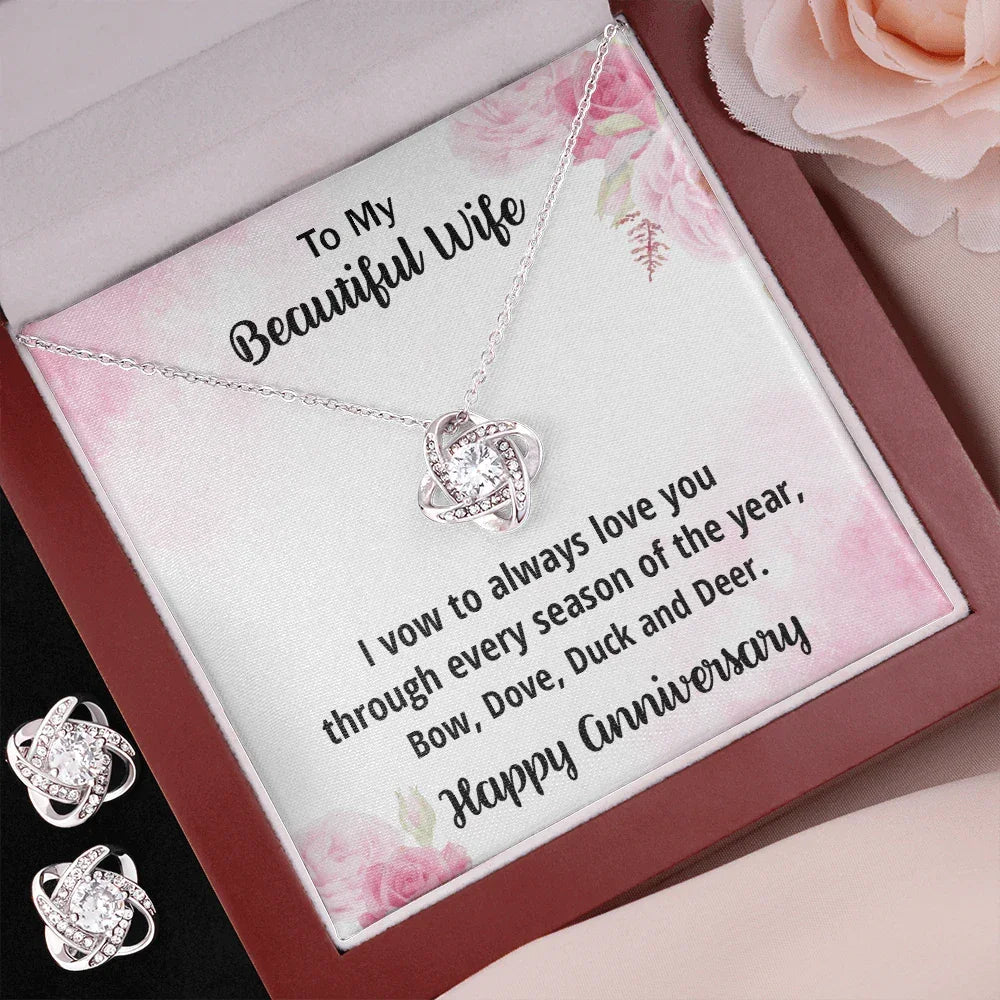 Anniversary Gift for Wife from a Hunter Husband CZ Necklace and Earring Set