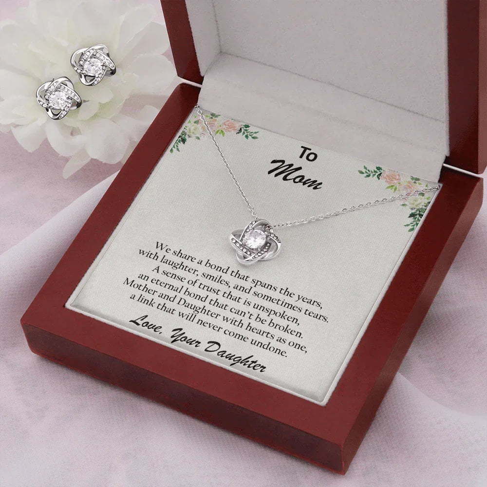 Gift for Mom from Daughter CZ Pendant Necklace and Earring Set