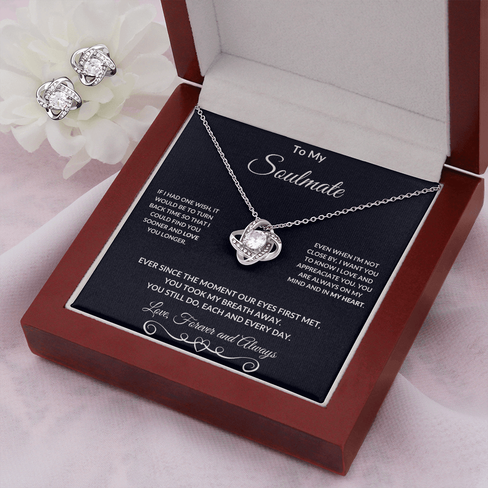To My Soulmate Love Forever and Always Necklace and Earring Gift Set - Mallard Moon Gift Shop