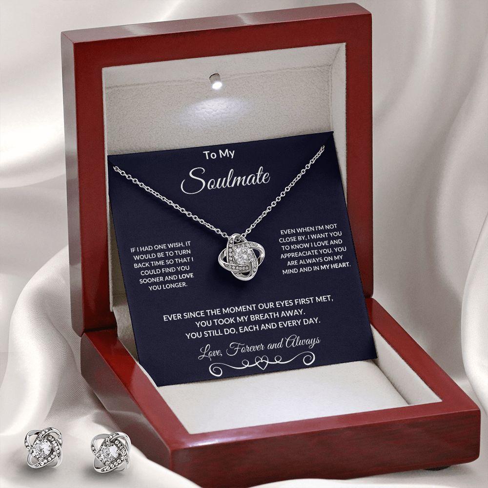 To My Soulmate Love Forever and Always Necklace and Earring Gift Set - Mallard Moon Gift Shop