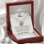 Gift for Mom from Daughter CZ Pendant Necklace and Earring Set