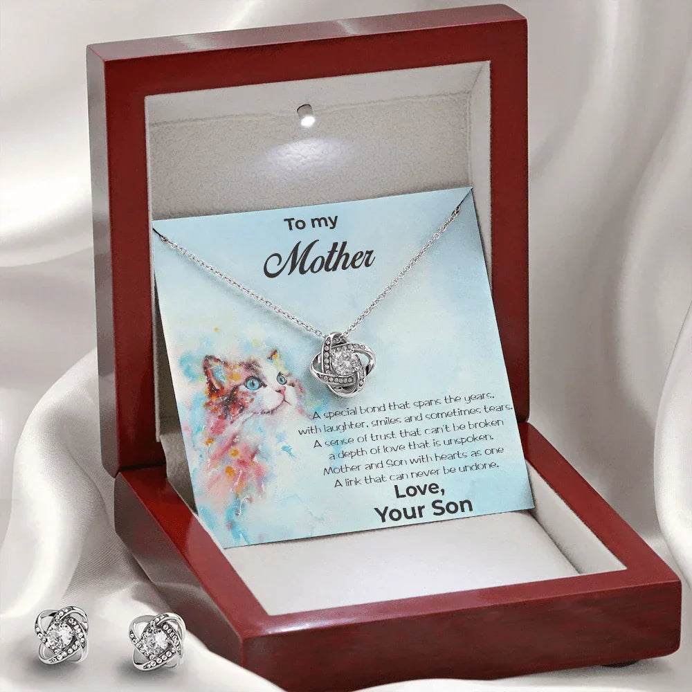 Gift for Mom from Son CZ Pendant Necklace Earring Set