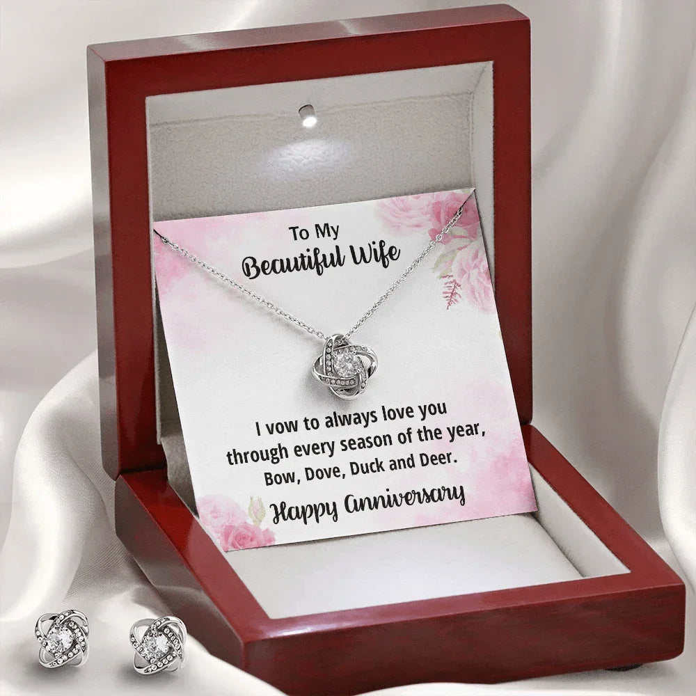 Anniversary Gift for Wife from a Hunter Husband CZ Necklace and Earring Set