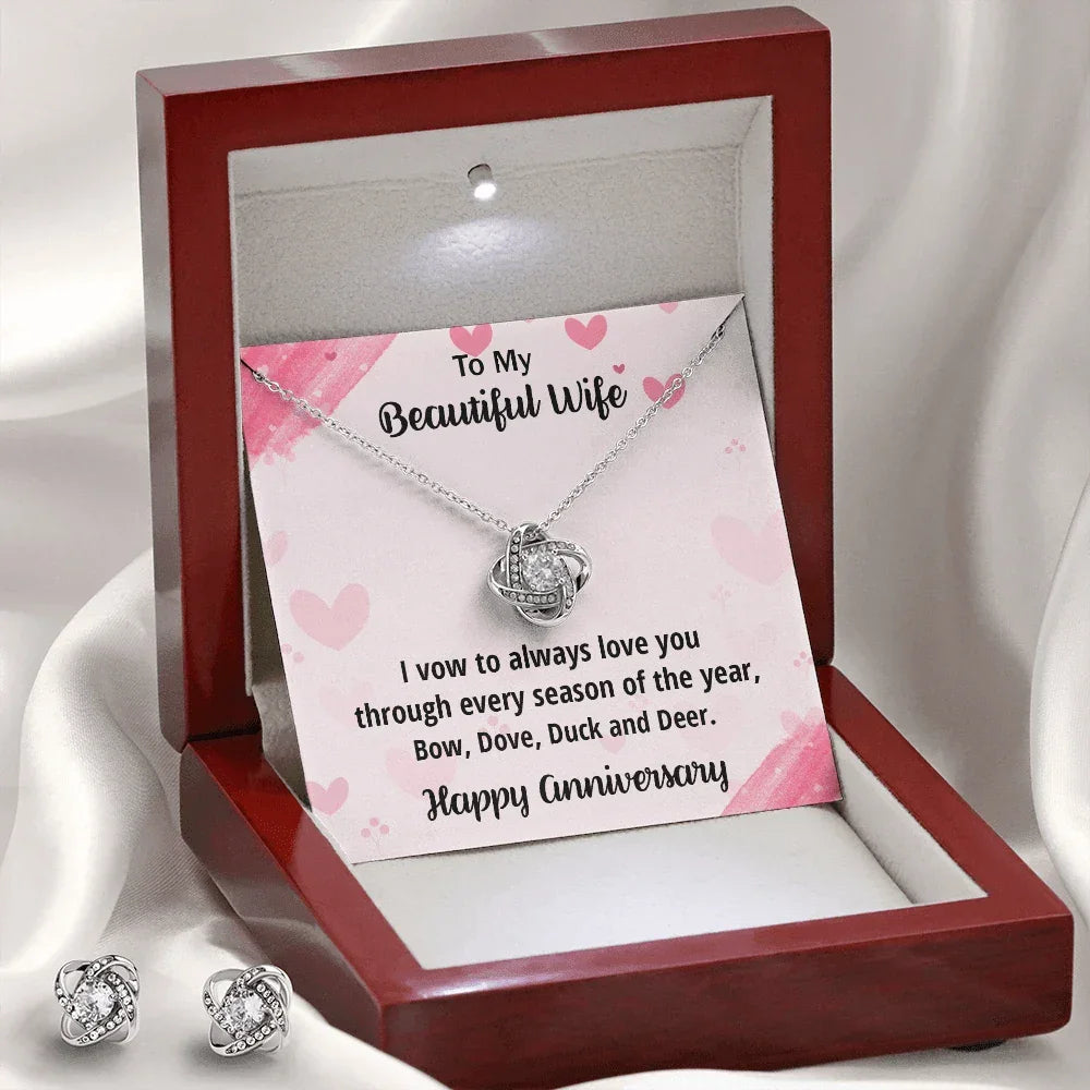 Anniversary Gift for Beautiful Wife from a Hunter Husband CZ Necklace and Earring Set