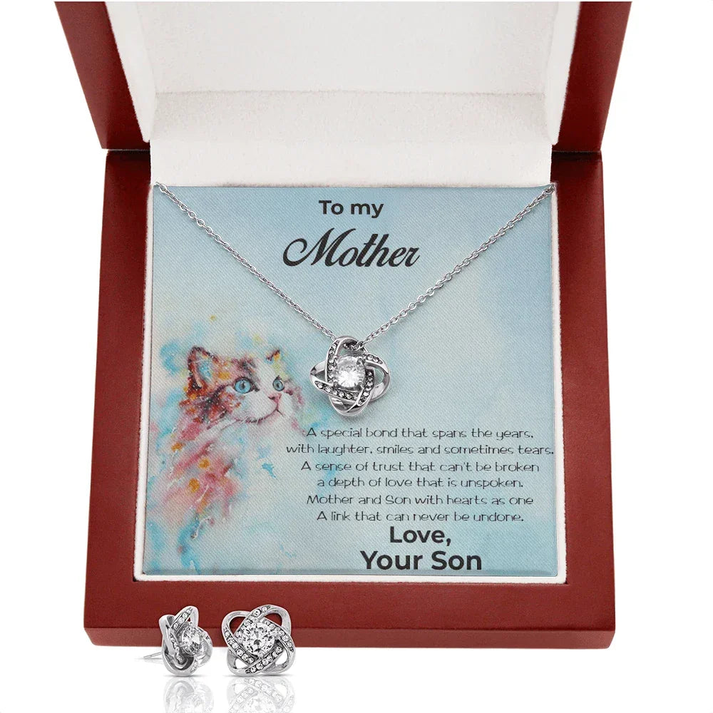 Gift for Mom from Son CZ Pendant Necklace Earring Set