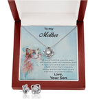 Gift for Mom from Son CZ Pendant Necklace Earring Set