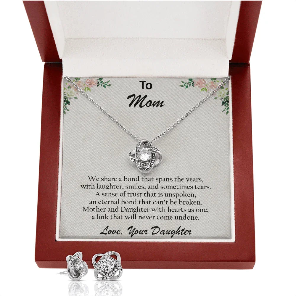 Gift for Mom from Daughter CZ Pendant Necklace and Earring Set