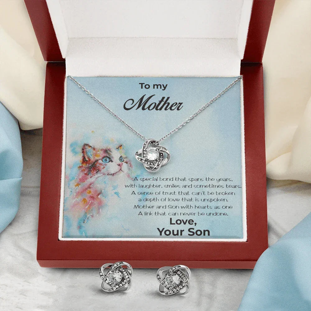 Gift for Mom from Son CZ Pendant Necklace Earring Set