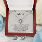 Gift for Mum from Son CZ Pendant Necklace Earring Set with Gift Box