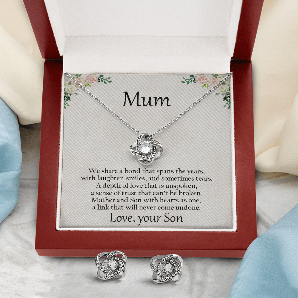 Gift for Mum from Son CZ Pendant Necklace Earring Set with Gift Box - Mallard Moon Gift Shop