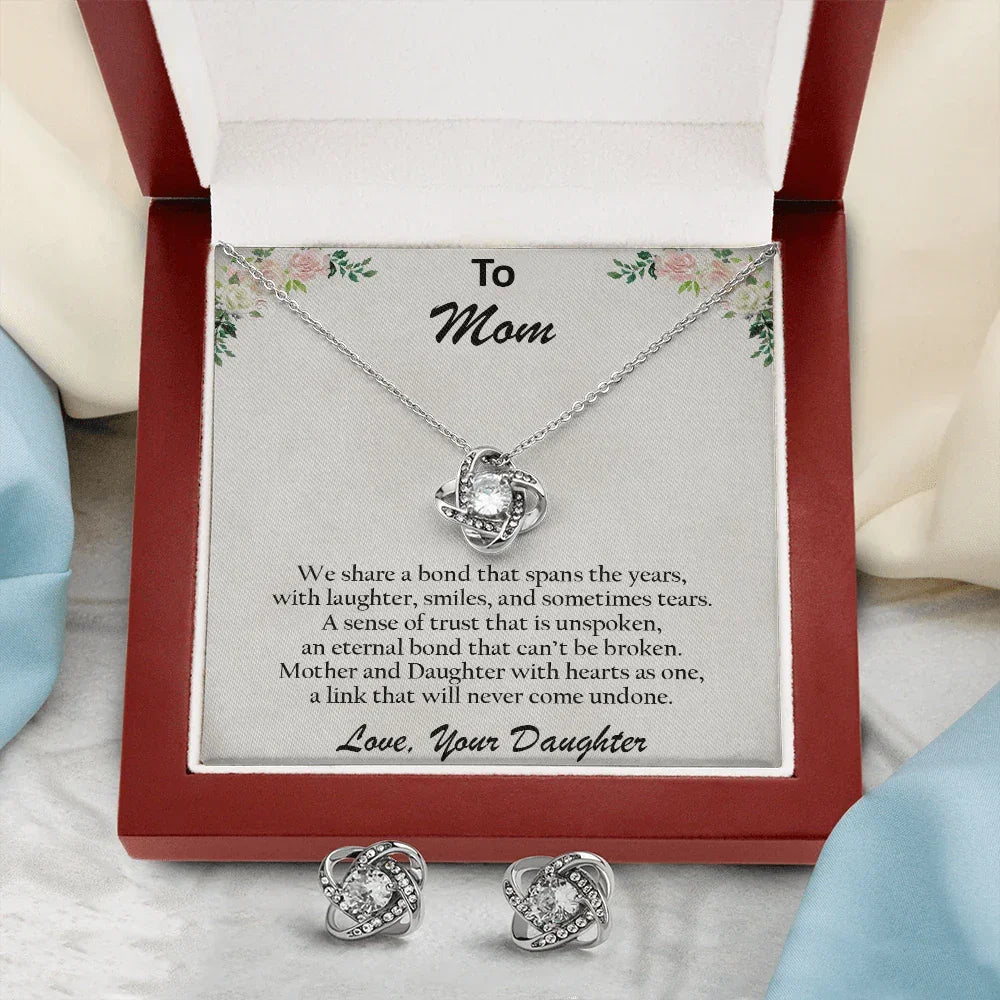 Gift for Mom from Daughter CZ Pendant Necklace and Earring Set