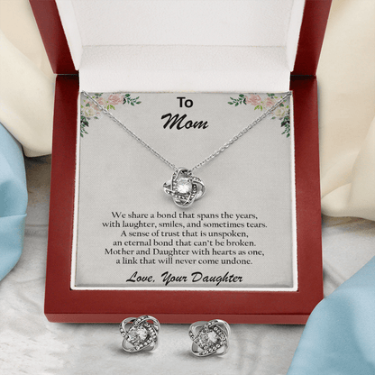 Gift for Mom from Daughter CZ Pendant Necklace and Earring Set - Mallard Moon Gift Shop