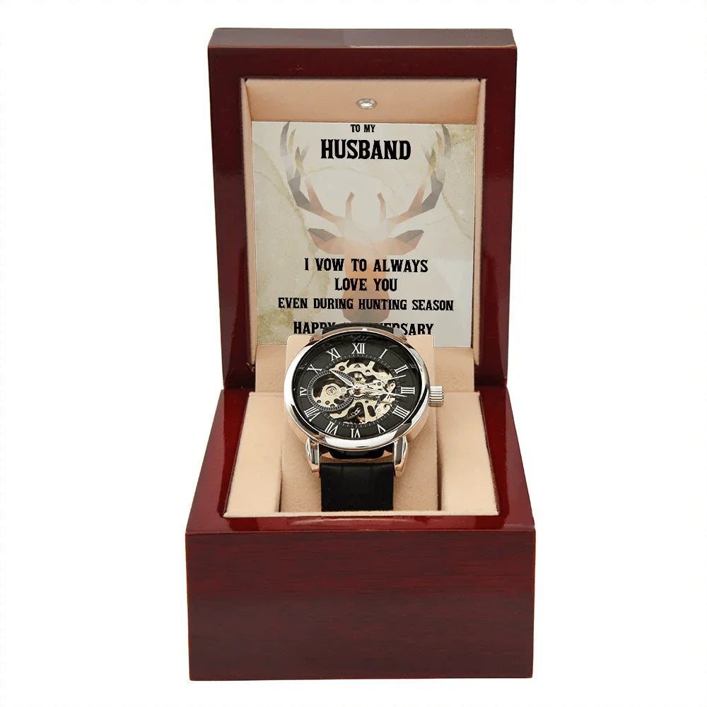 To My Hunter Husband Happy Anniversary Openwork Watch