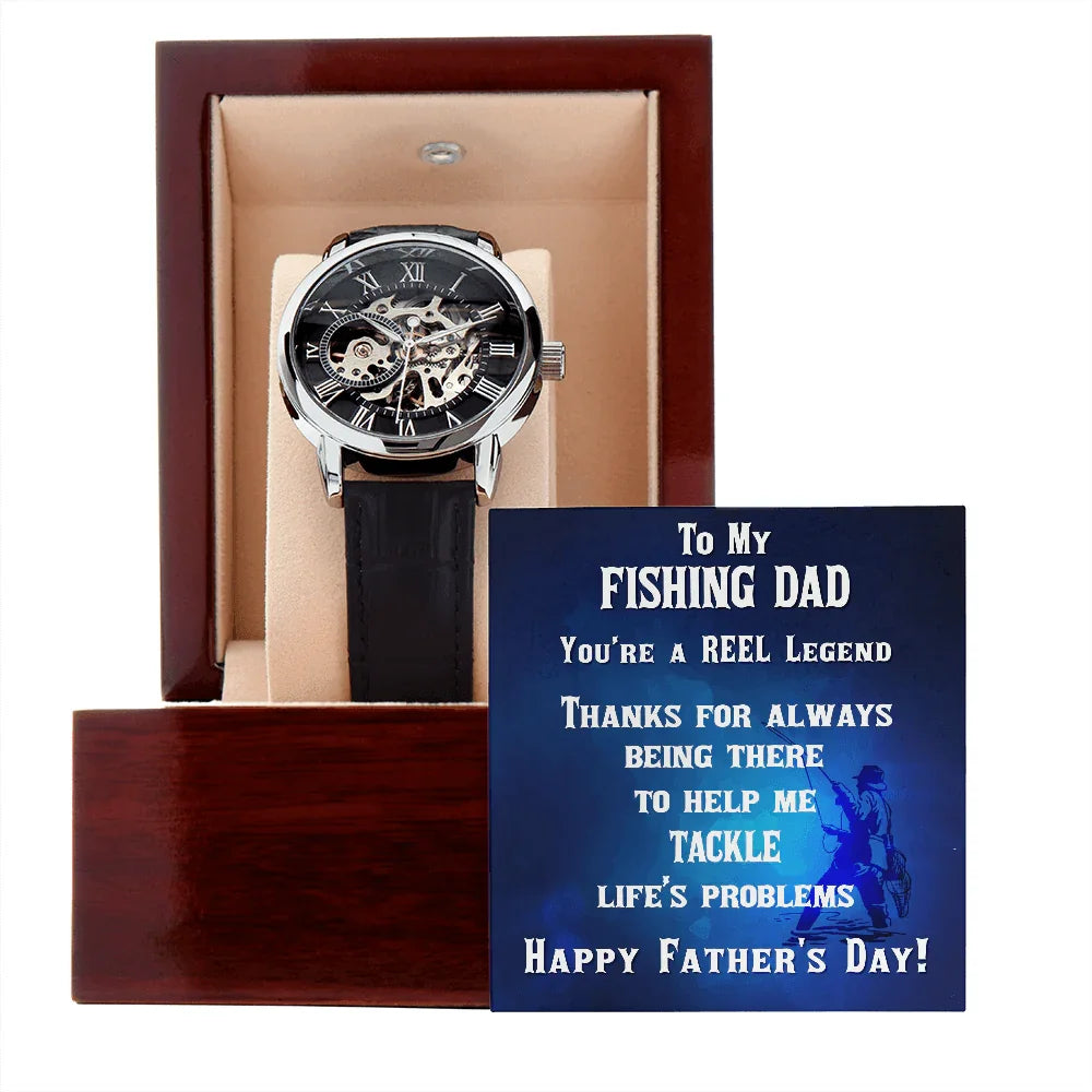 Fishing Dad Personalized Gift for a Fisherman Openwork Watch