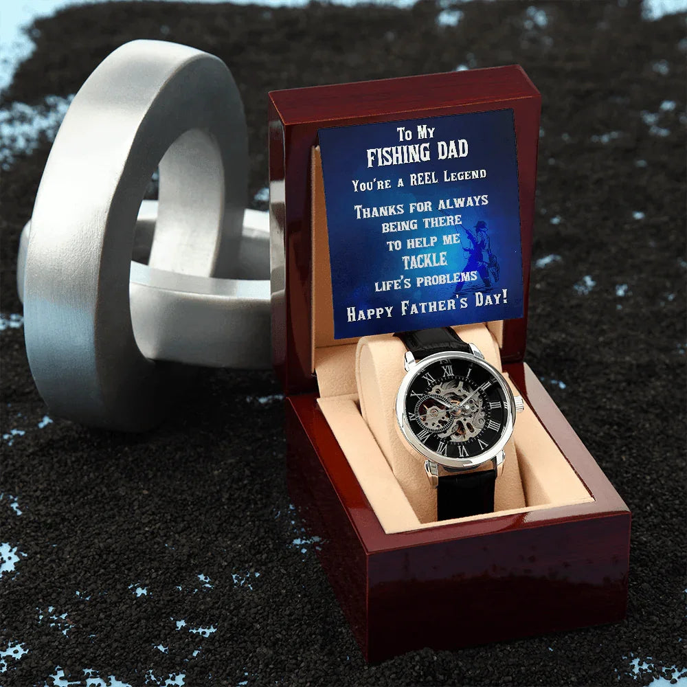 Fishing Dad Personalized Gift for a Fisherman Openwork Watch