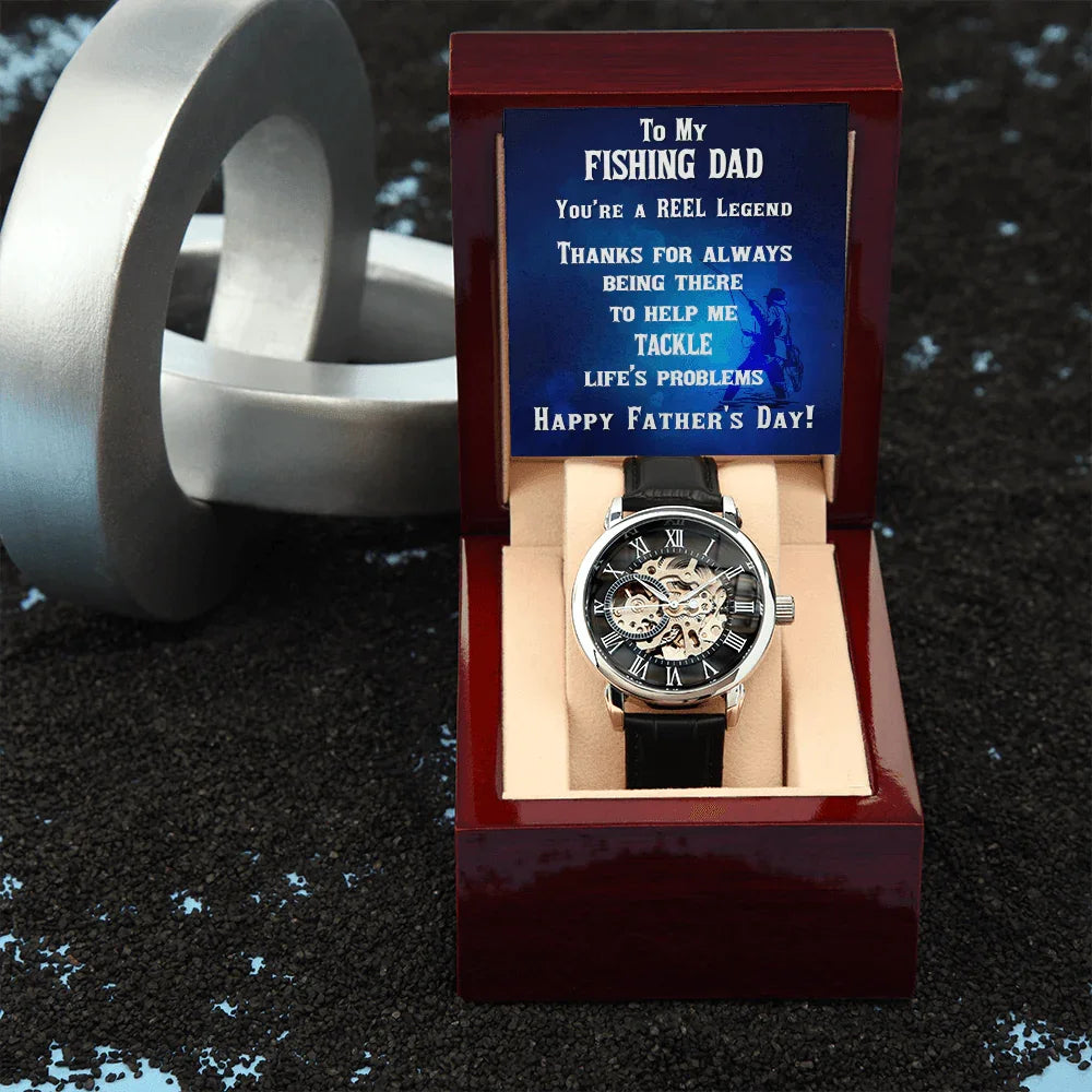 Fishing Dad Personalized Gift for a Fisherman Openwork Watch