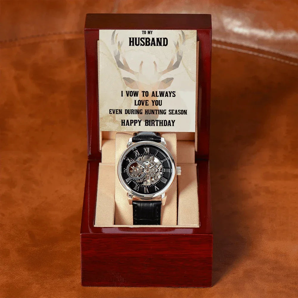 Birthday Gift for Hunter Husband Openwork Watch