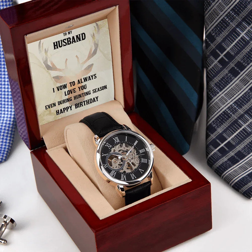 Birthday Gift for Hunter Husband Openwork Watch