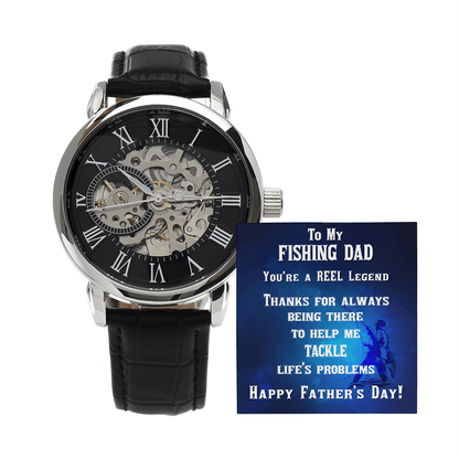 Father's Day Gift for a Fisherman Dad Openwork Watch - Mallard Moon Gift Shop
