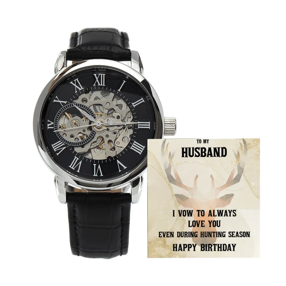 Birthday Gift for Hunter Husband Openwork Watch