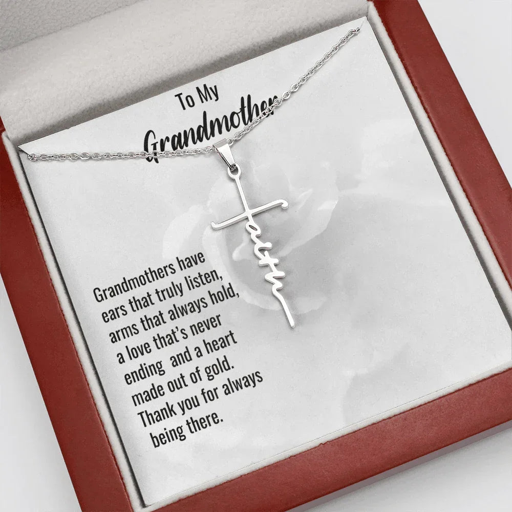 Grandmother Faith Cross Pendant Necklace