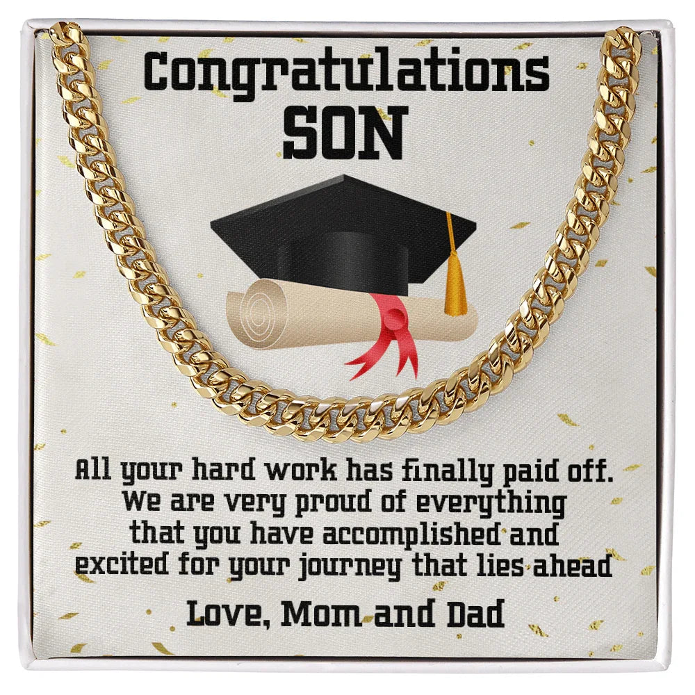 Son Graduation Congratulations from Mom and Dad Chain Link Necklace