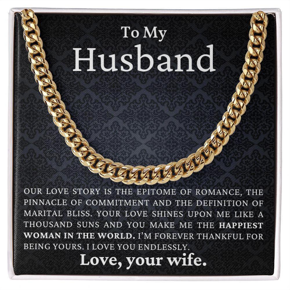 To My Husband - Love You Endlessly - Cuban Link Chain Necklace