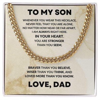 To My Son Love Dad Cuban Chain Link Necklace - Mallard Moon Gift Shop