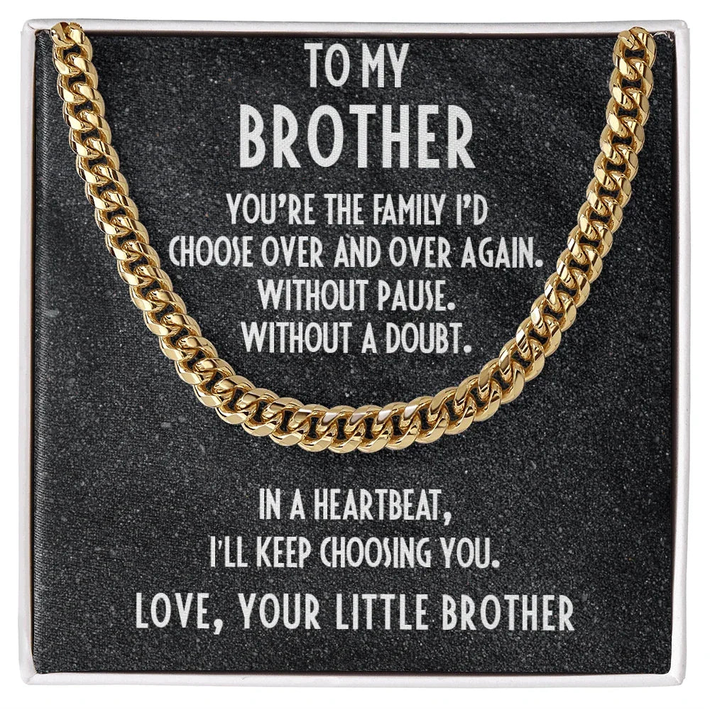 Gift for Brother from Little Brother Adjustable Cuban Link Chain Necklace