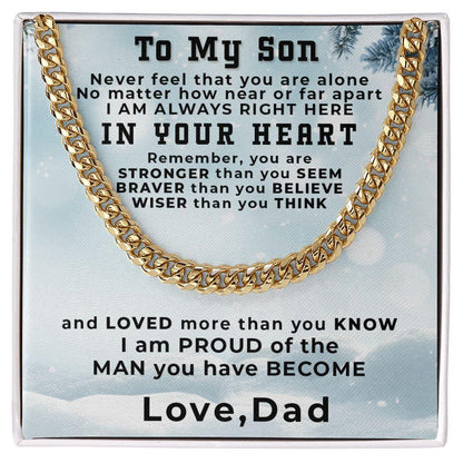 Gift for Adult Son from Dad Thick Chain Link Necklace Custom Message Card Gift Box - Mallard Moon Gift Shop