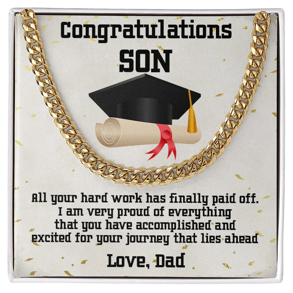 Son Graduation Gift from Dad Cuban Link Chain Necklace