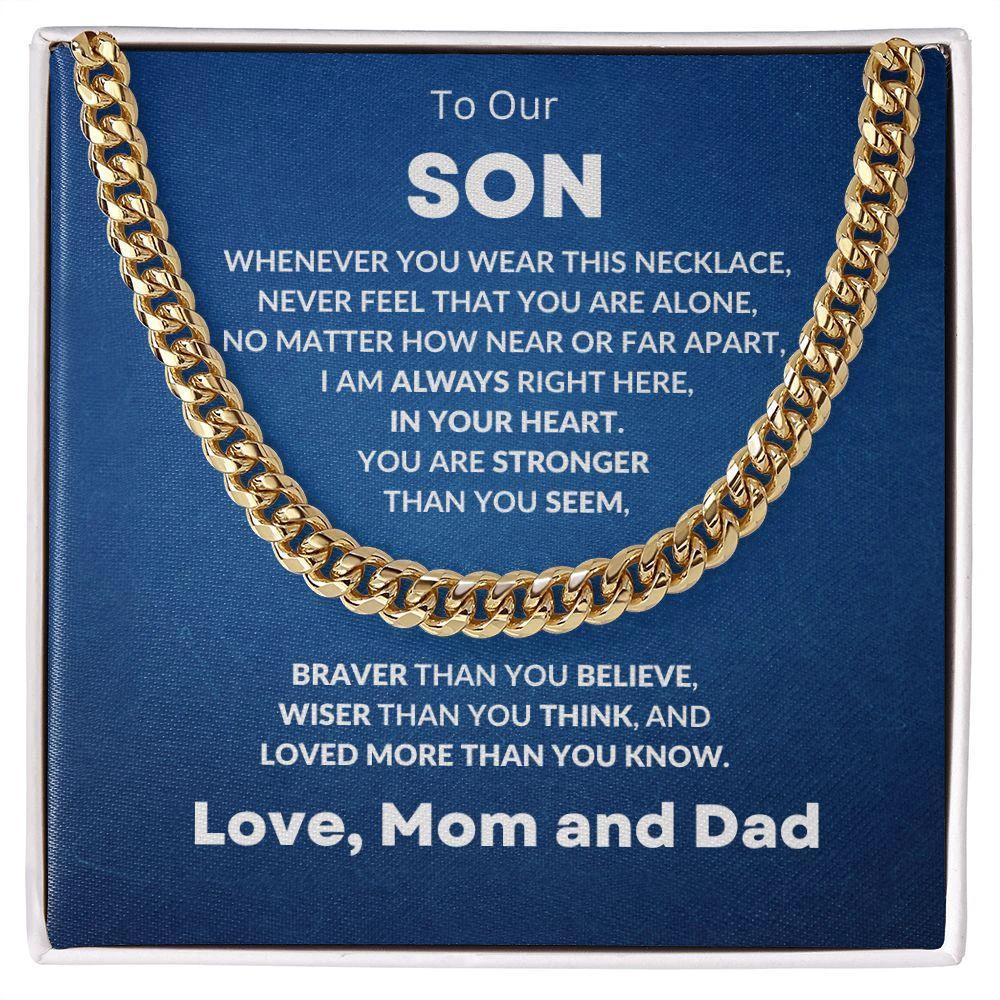 Gift for Son From Mom and Dad Cuban Chain Link Necklace