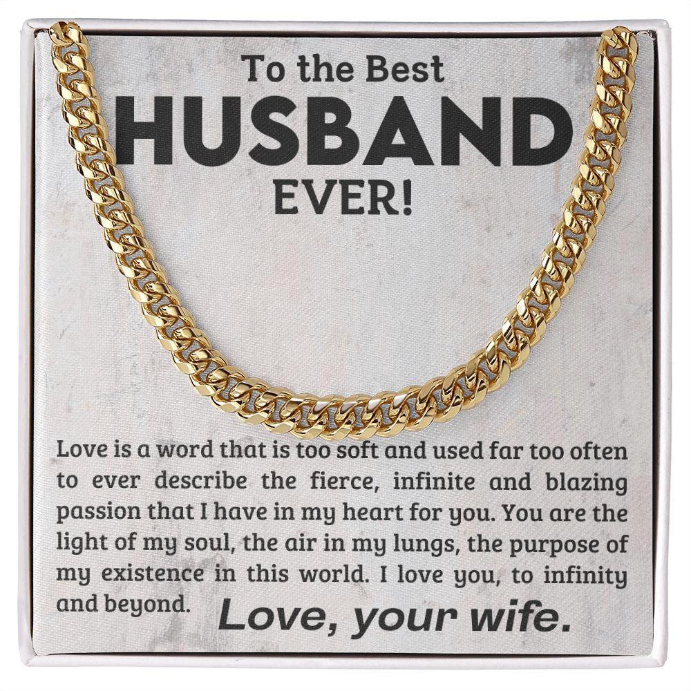 To My Husband -Love You to Infinity and Beyond - Cuban Link Chain Necklace