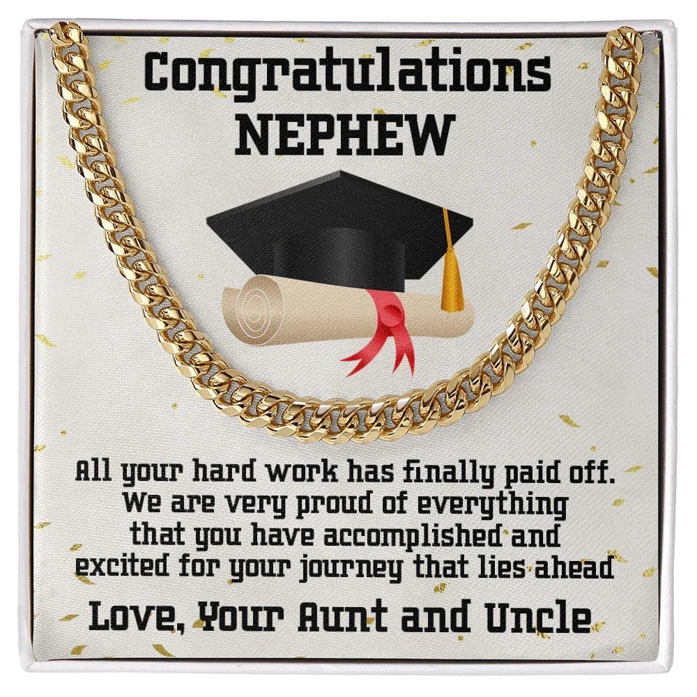 Nephew Graduation Congratulations Love Aunt and Uncle Cuban Chain Link Necklace
