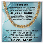 Son Graduation Love Mom Cuban Chain Link Necklace