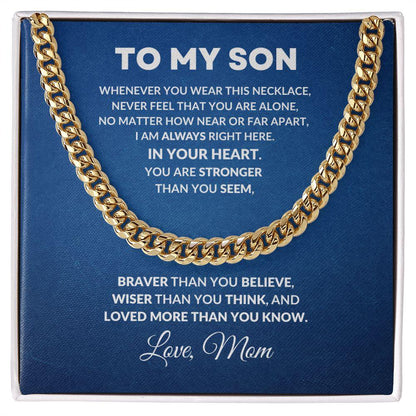 To My Son Love Mom Cuban Chain Link Necklace - Mallard Moon Gift Shop
