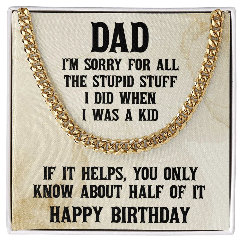 Dad Birthday Funny Cuban Link Chain Necklace