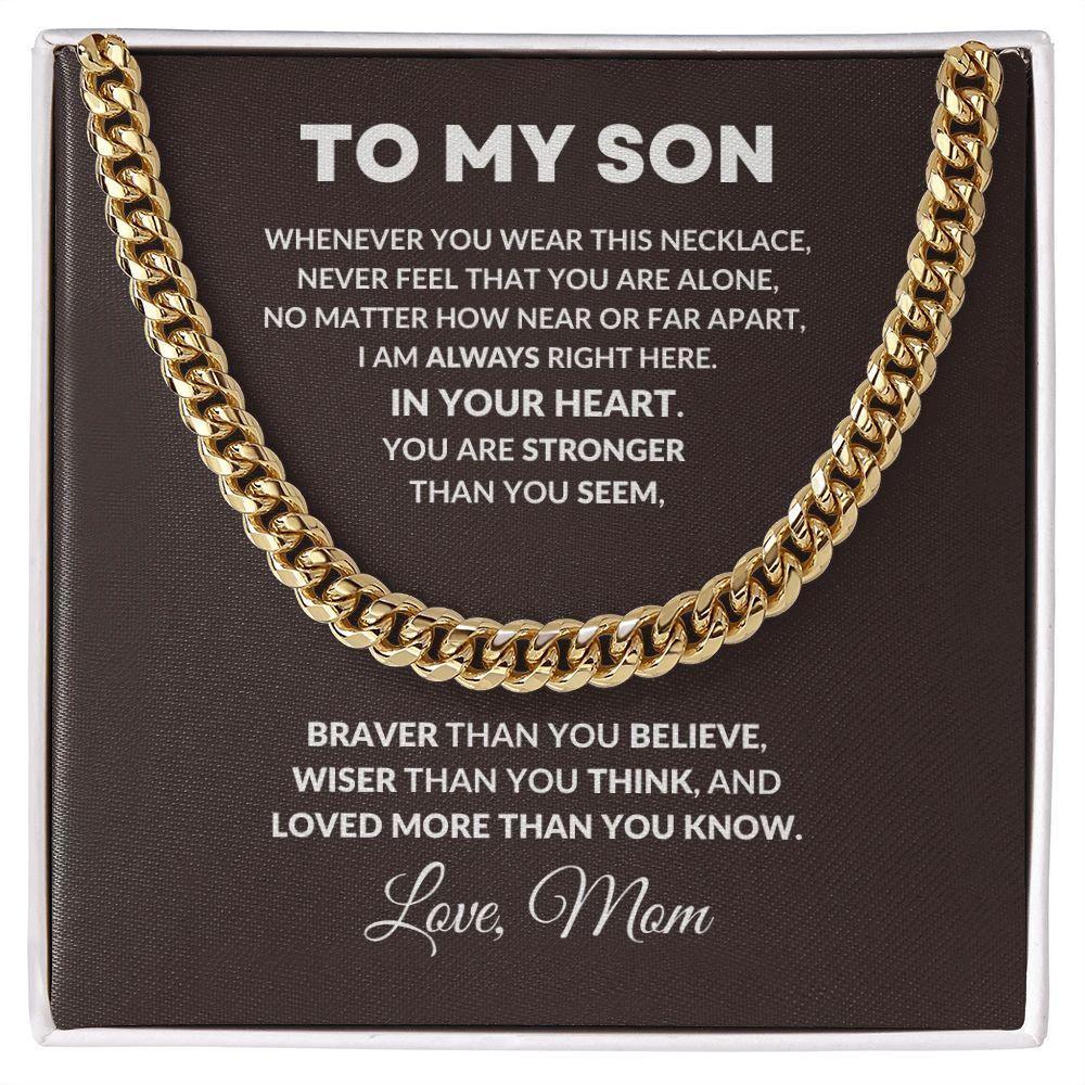 To My Son You I Am Always In Your Heart Love Mom Cuban Link Necklace