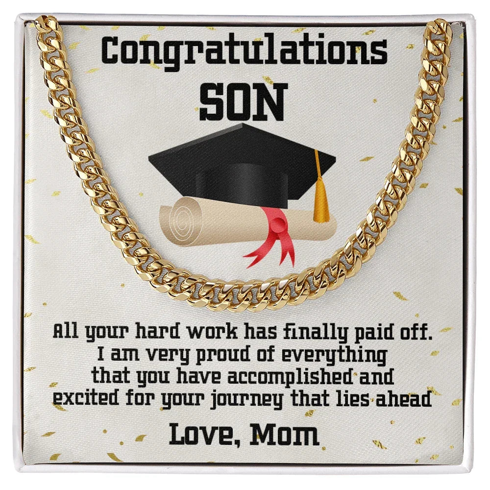 Son Graduation Gift Cuban Link Chain Necklace