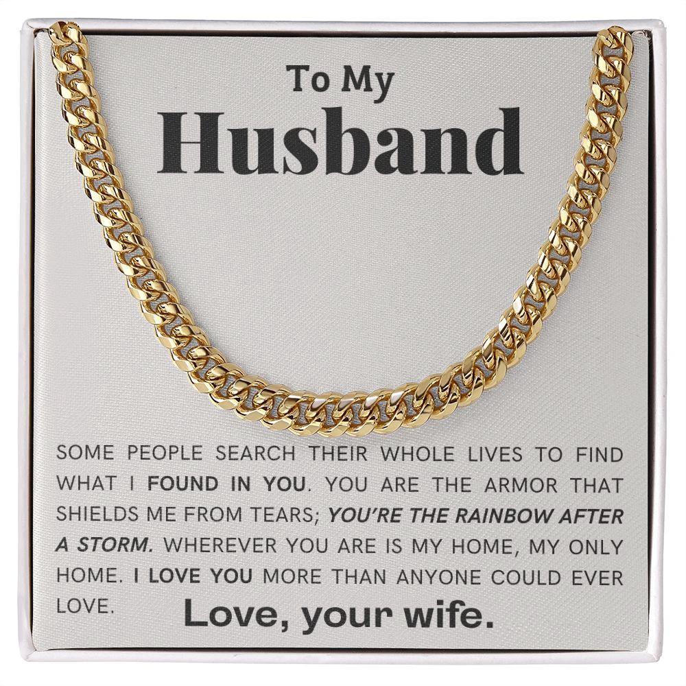 To My Husband - My Armor - Cuban Link Chain Necklace