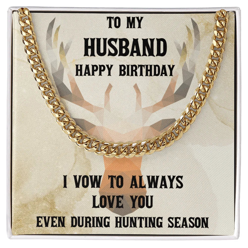 Hunter's Love Token: Funny & Personalized Cuban Necklace Birthday Gift from Wife