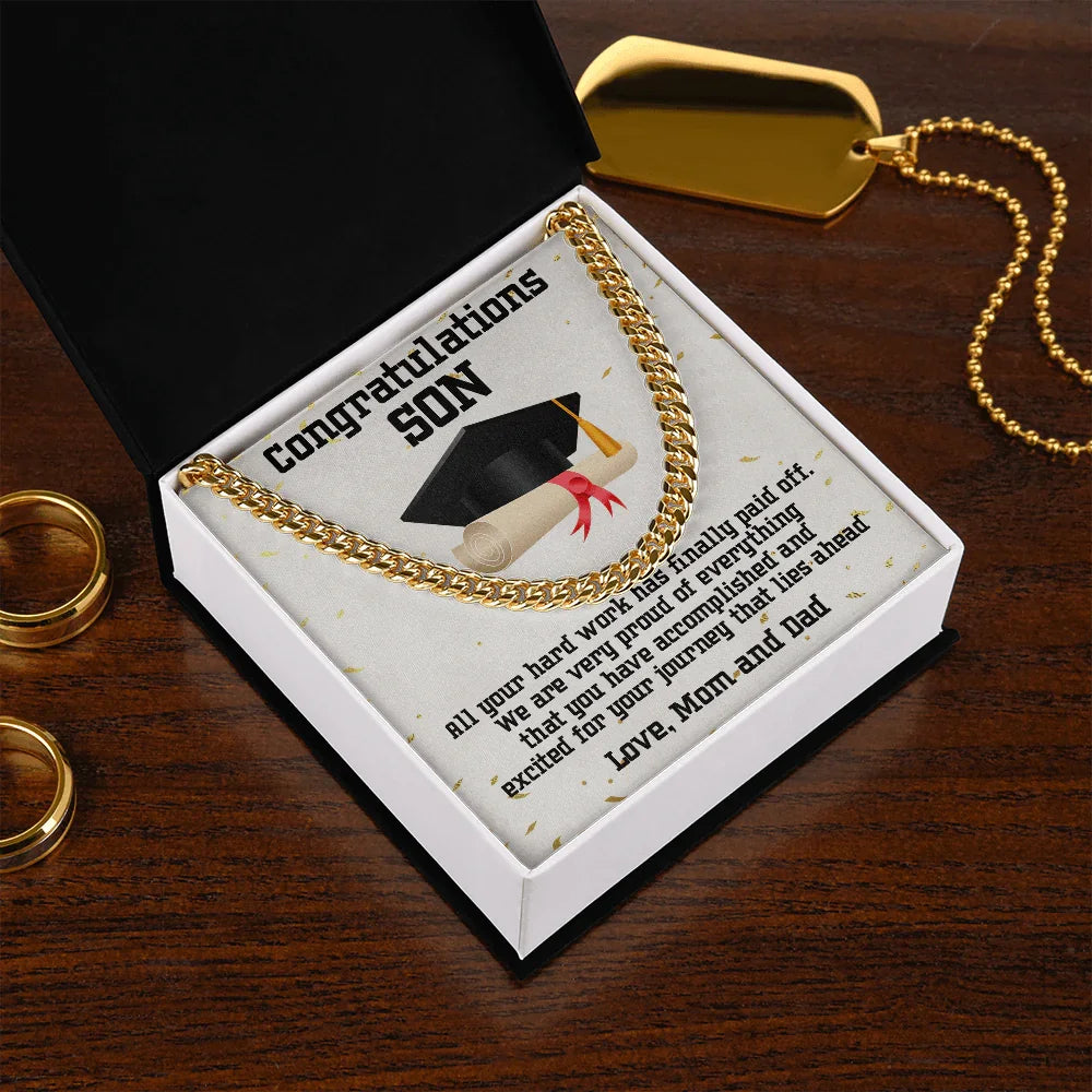 Son Graduation Congratulations from Mom and Dad Chain Link Necklace