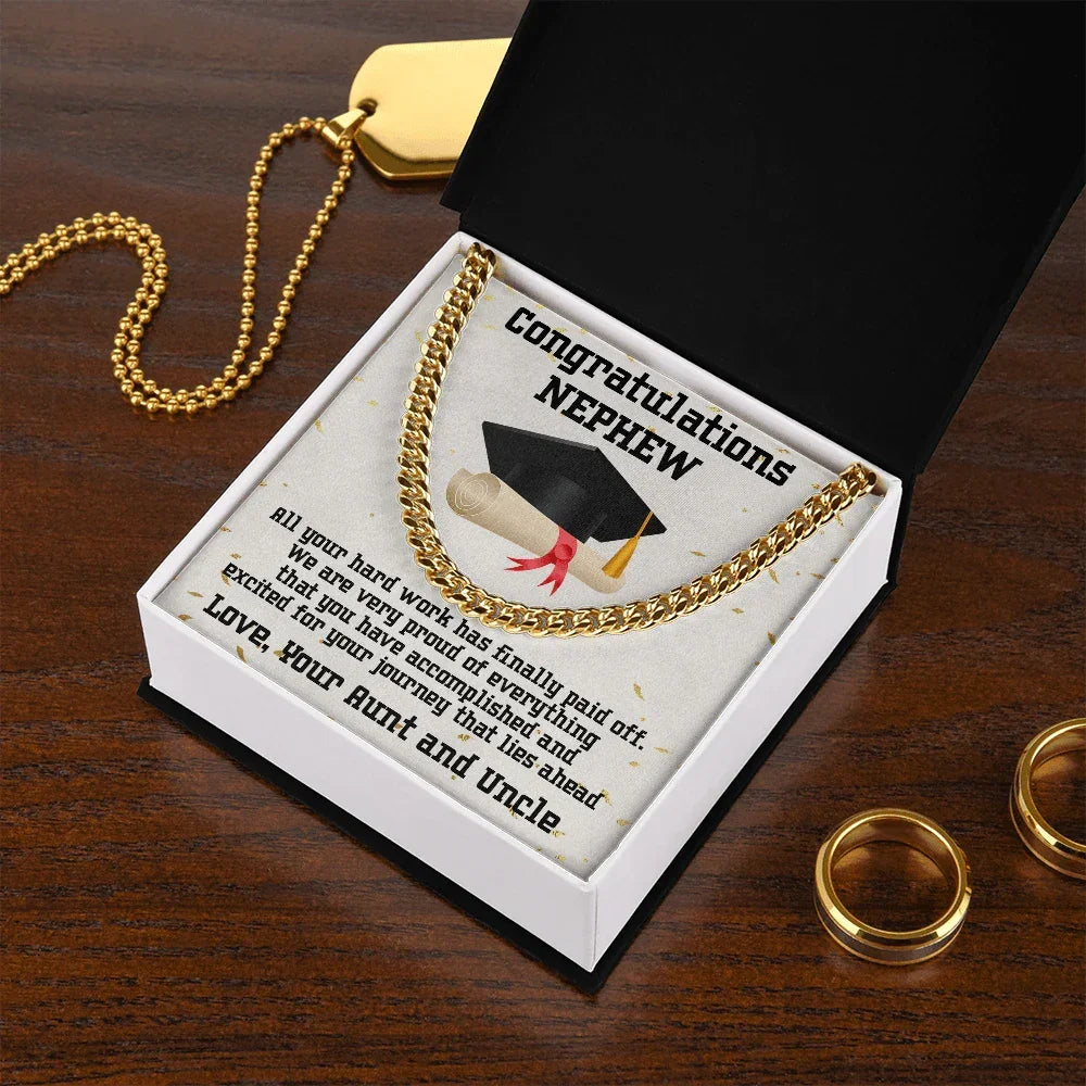 Nephew Graduation Congratulations Love Aunt and Uncle Cuban Chain Link Necklace
