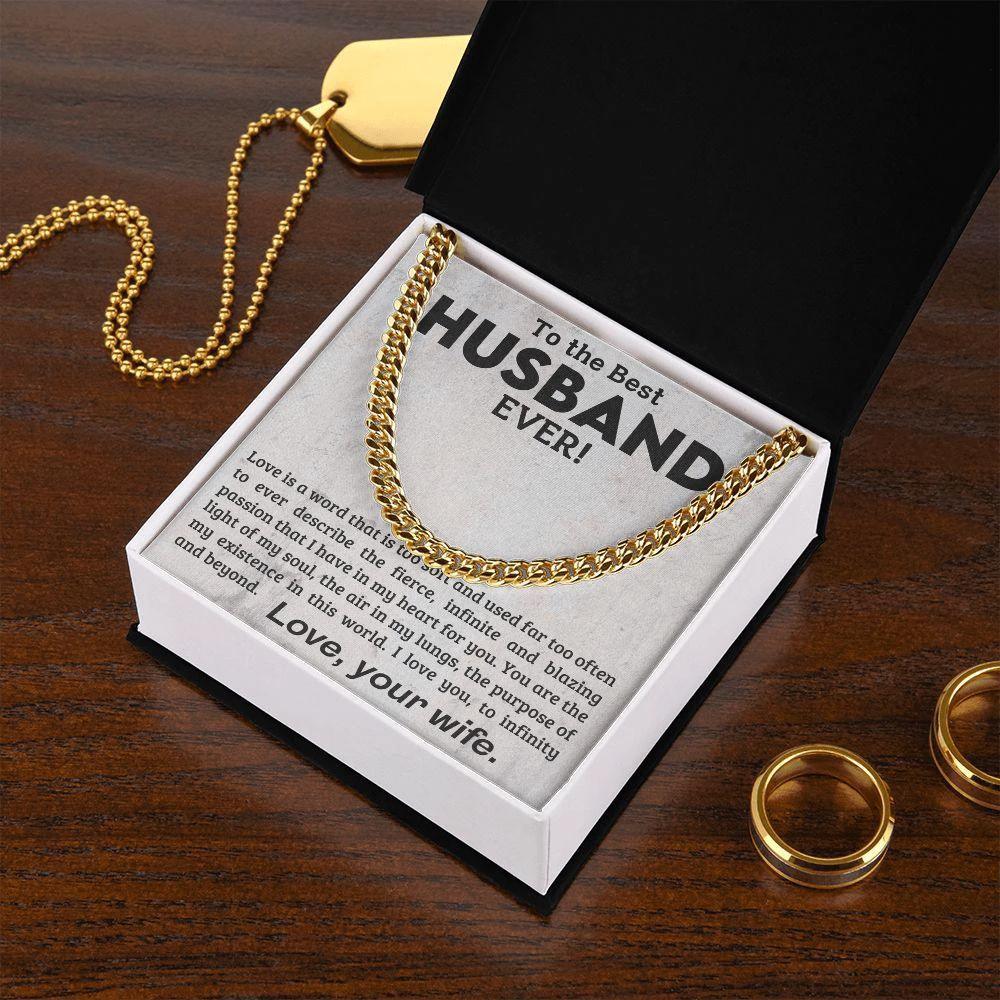 To My Husband -Love You to Infinity and Beyond - Cuban Link Chain Necklace