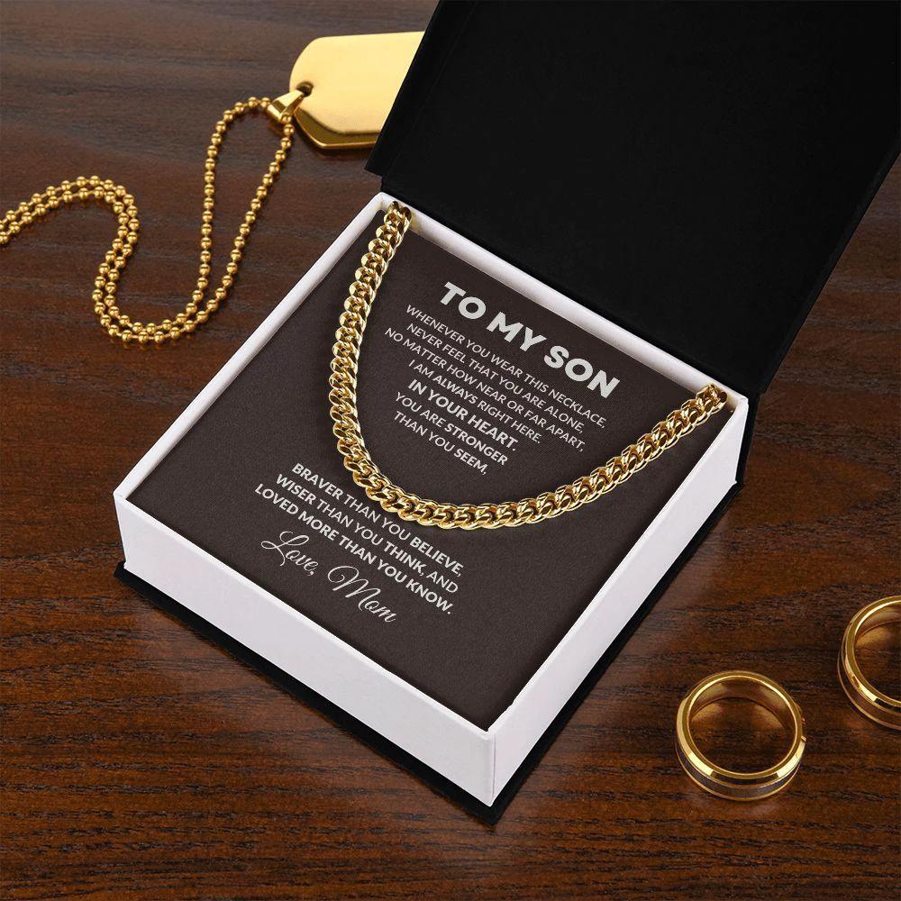 To My Son You I Am Always In Your Heart Love Mom Cuban Link Necklace
