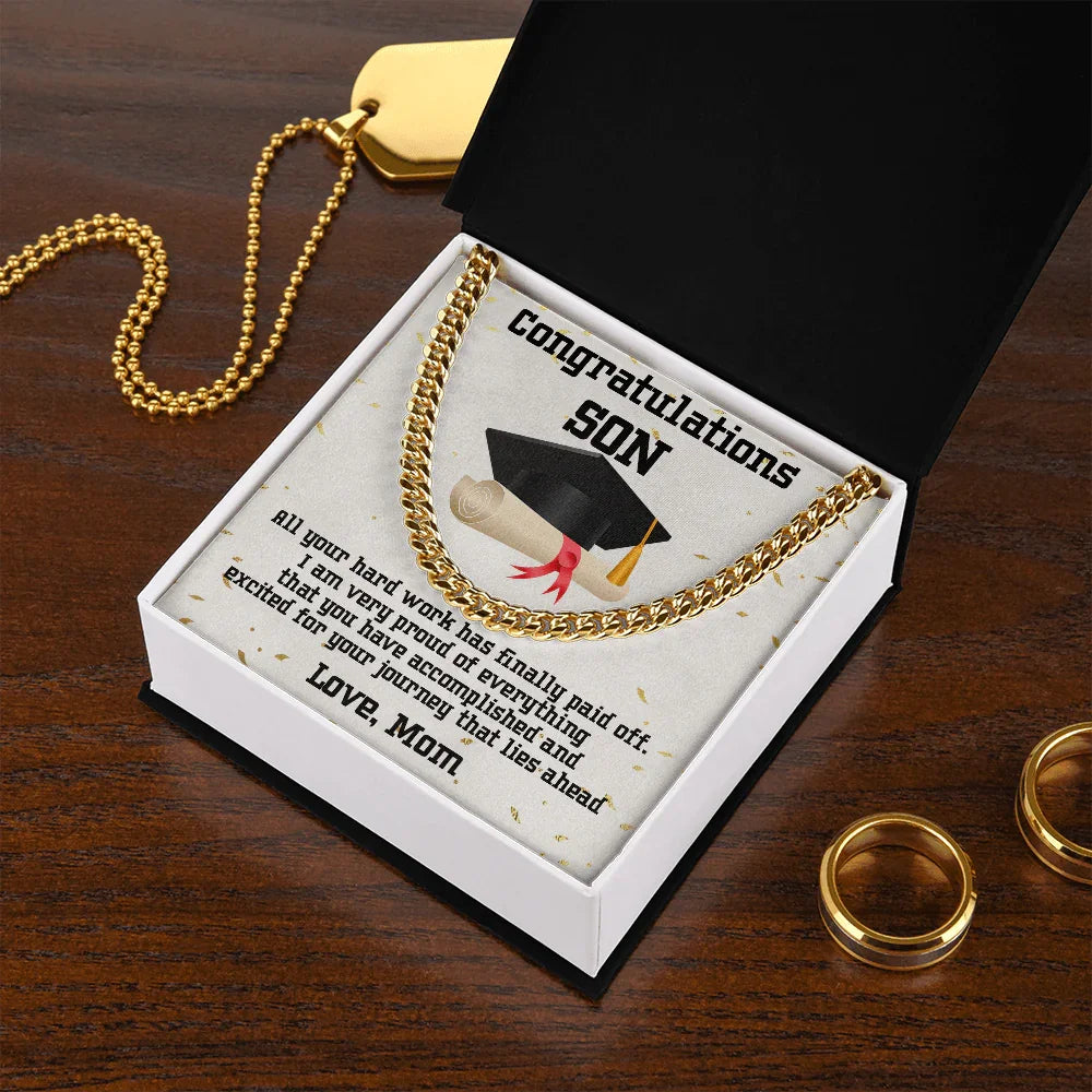 Son Graduation 2024 Congratulations Mom Cuban Link Chain Necklace