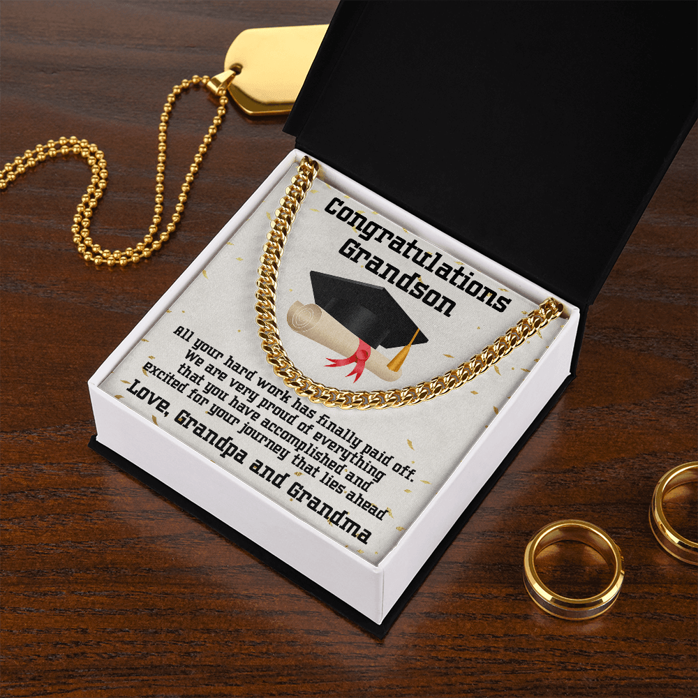 Grandson Graduation 2022 Congratulations Cuban Chain Link Necklace - Mallard Moon Gift Shop