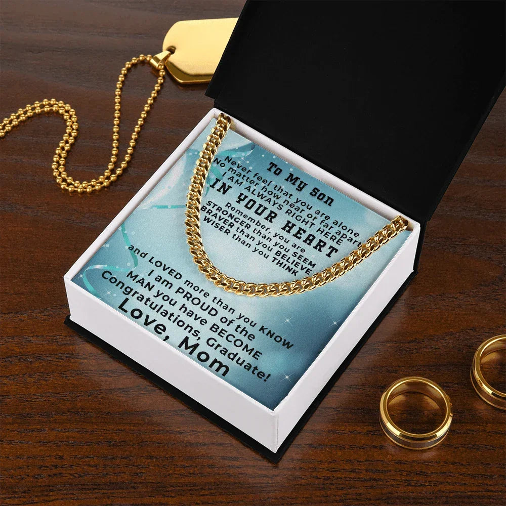 Son Graduation Gift from Proud Mom Cuban Link Chain Necklace