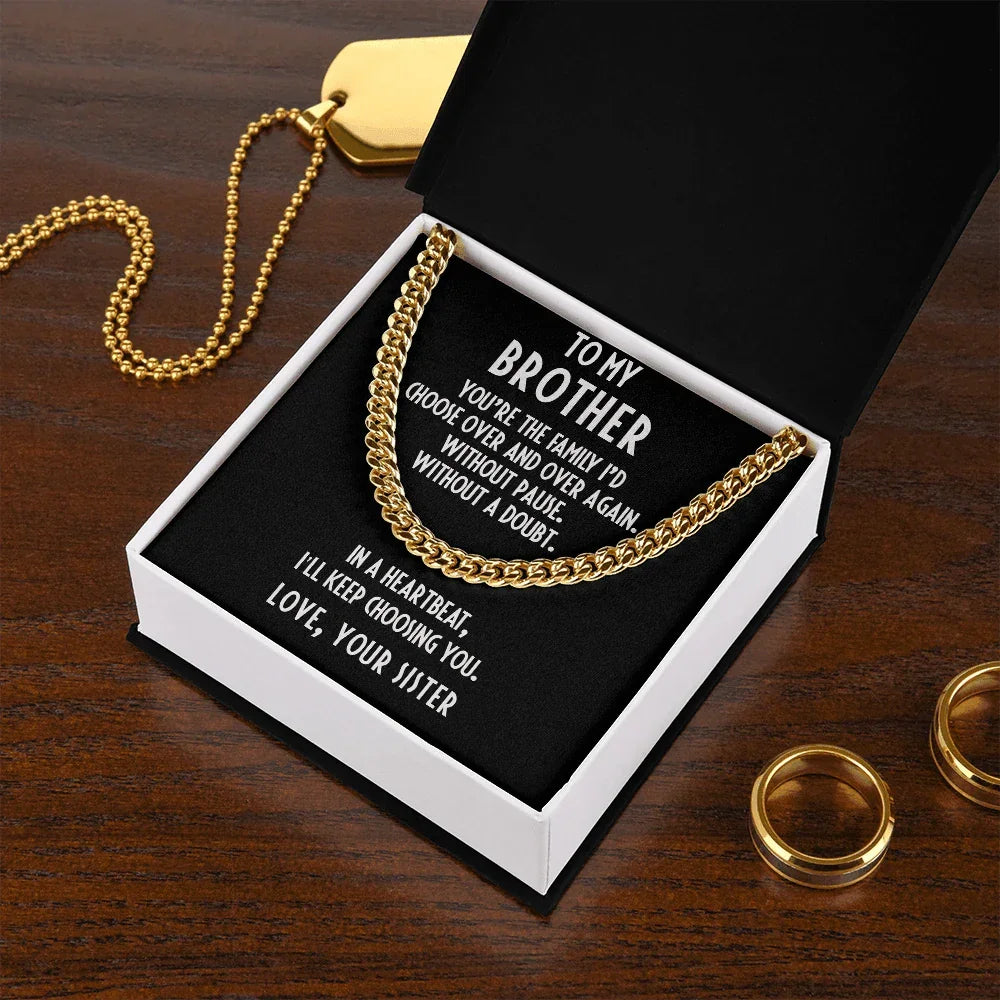 Brother Gift from Sister Adjustable Cuban Link Chain Necklace