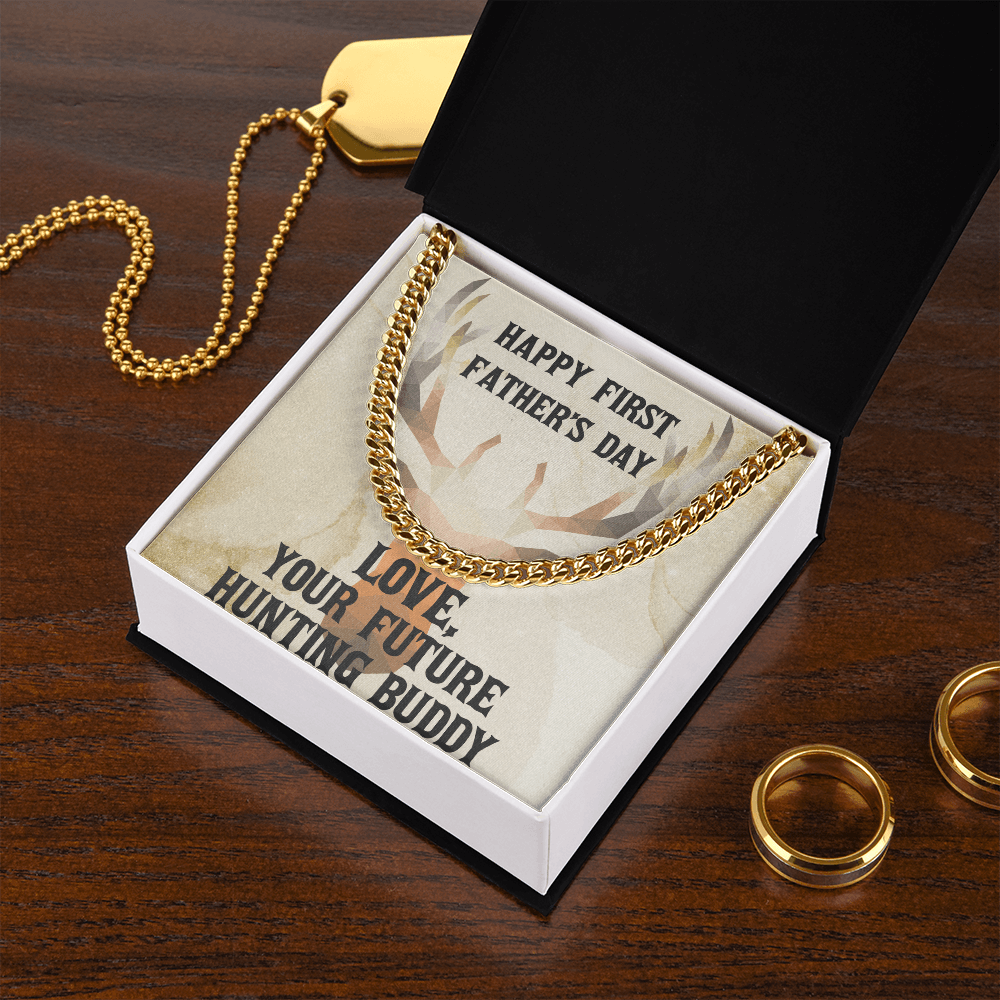 First Father's Day Gift From Future Hunting Buddy Cuban Link Chain Necklace - Mallard Moon Gift Shop